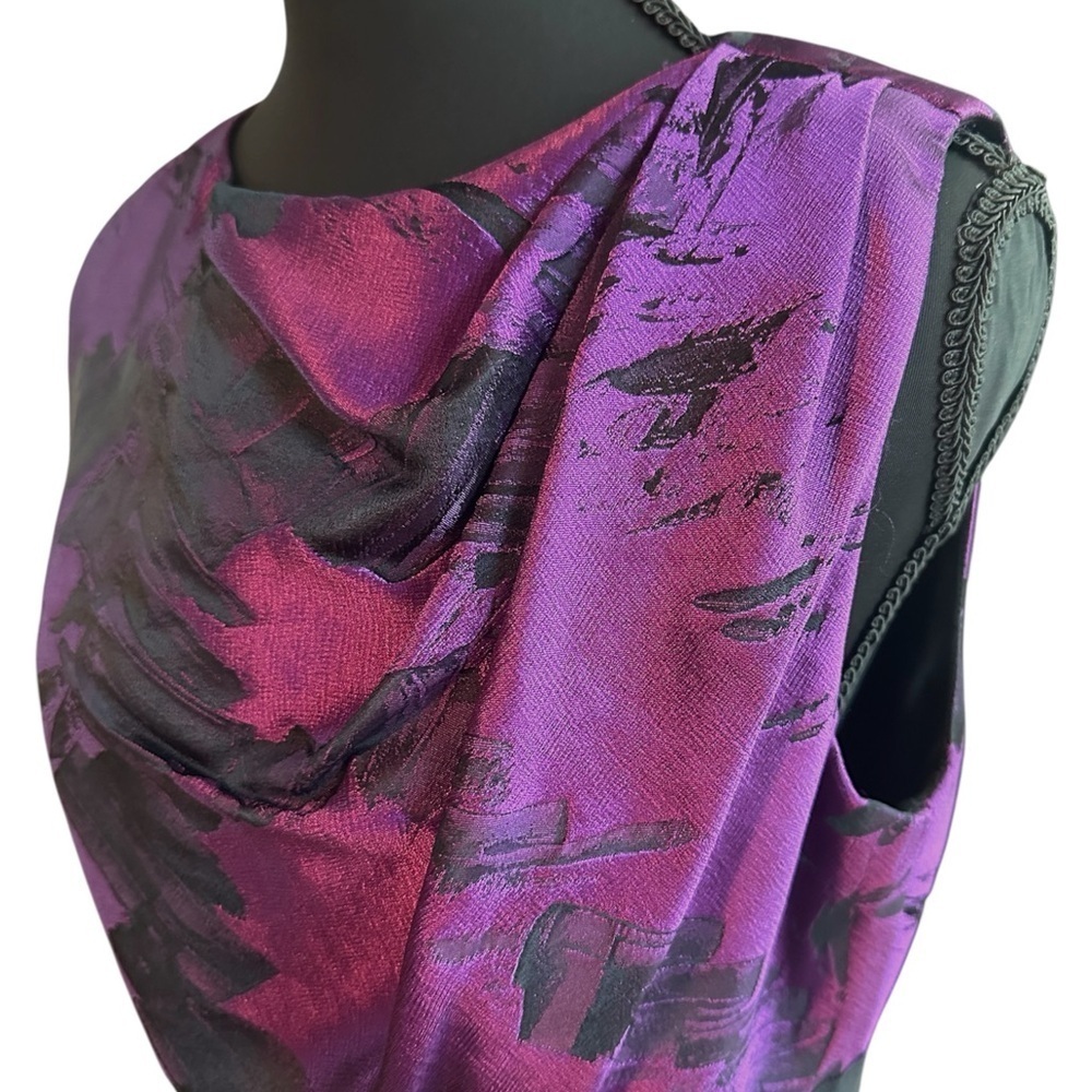 J. Mendel Stunning Purple & Black Sleeveless Midi Dress Size 8 - Picture 3 of 9